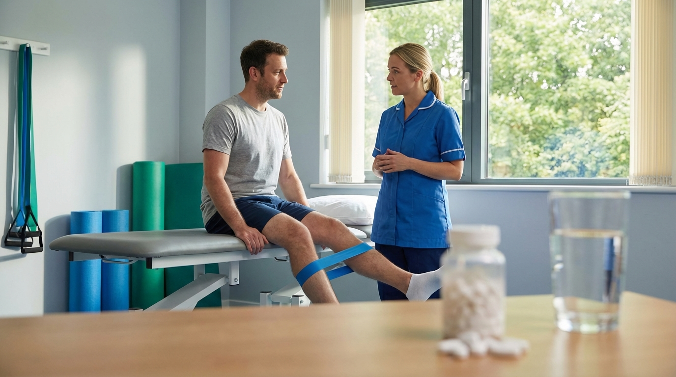 Physiotherapist performing wrist and hand assessment for carpal tunnel syndrome