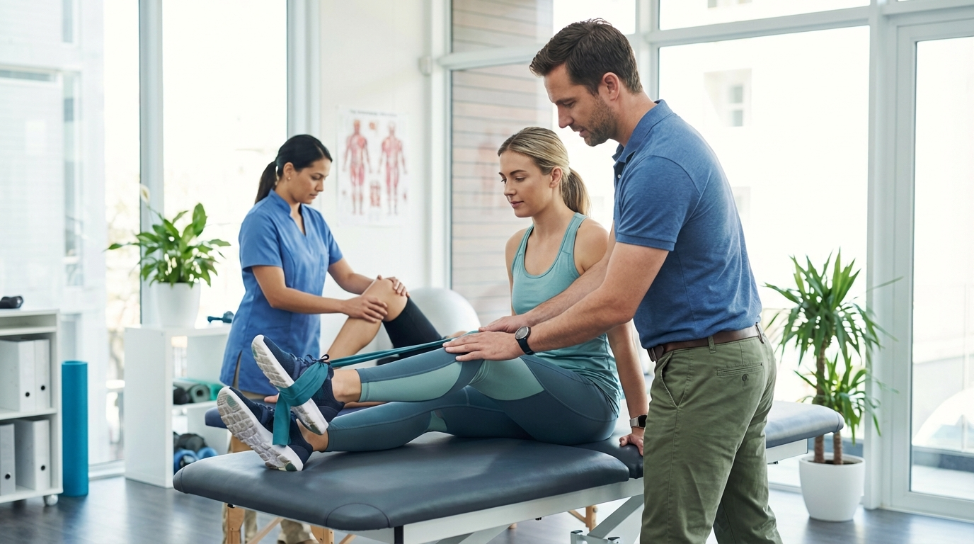 Paediatric physiotherapist working with child with cerebral palsy on balance exercises