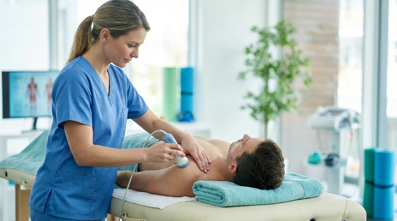 Pregnant woman performing prenatal physiotherapy exercises with physiotherapist