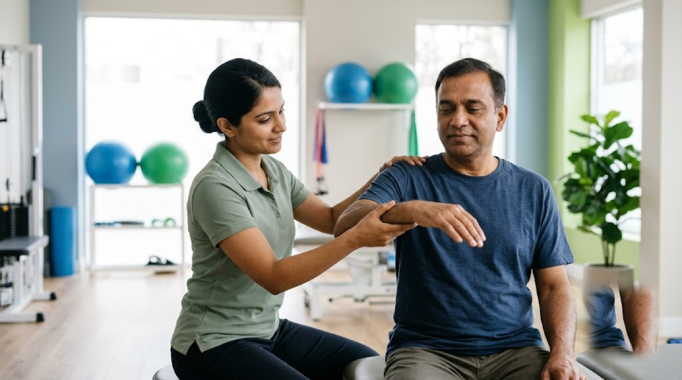 Physiotherapy with Low Vision: Visits and Home Exercises