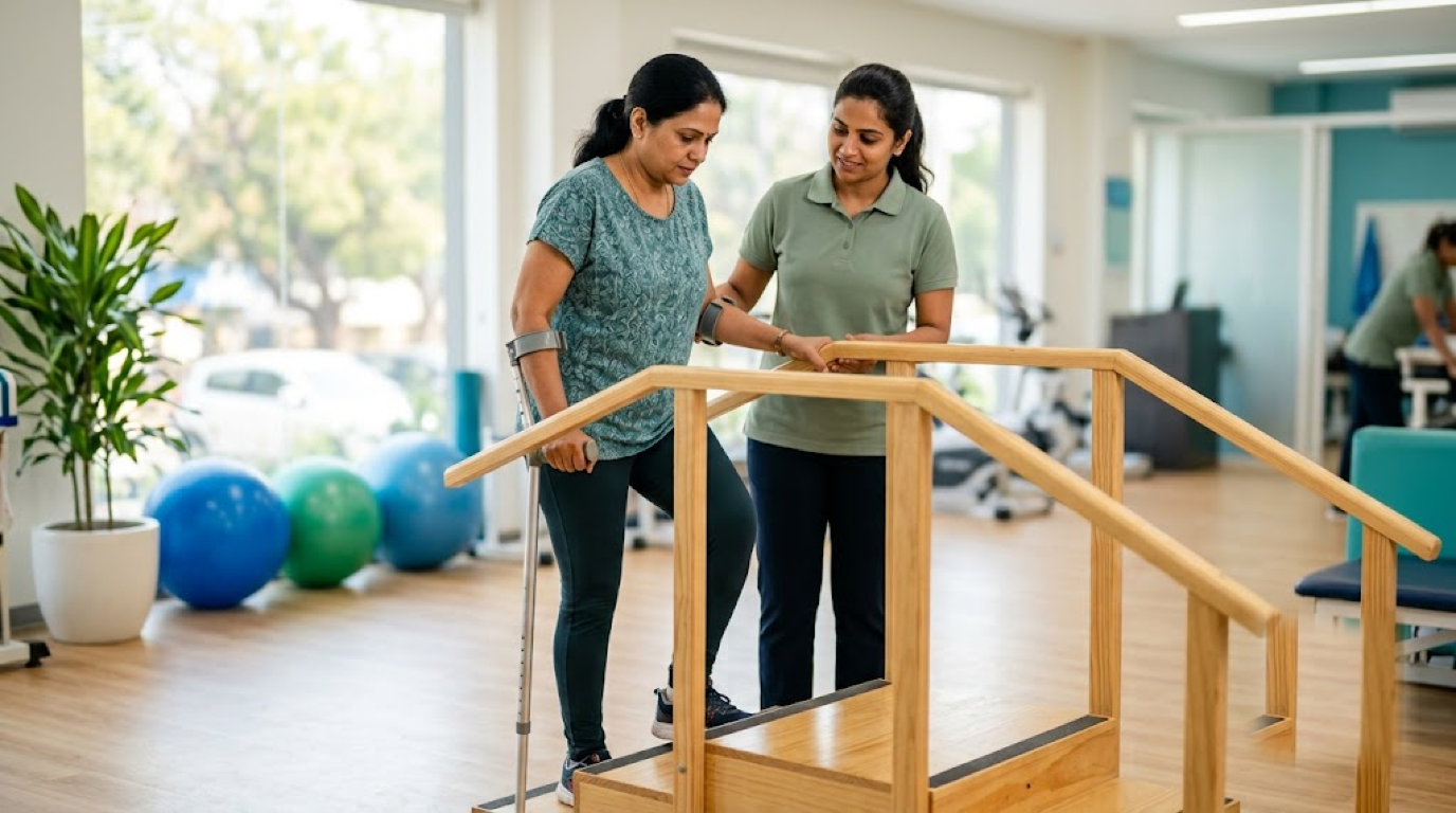Using Crutches on Stairs: Practise with Your Physiotherapist